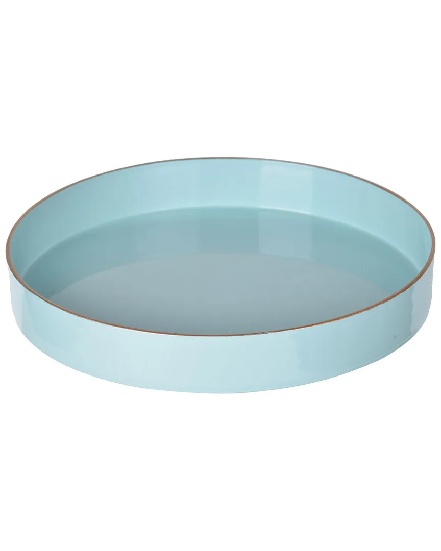 Blue Mimosa Round Tray - Turquoise image