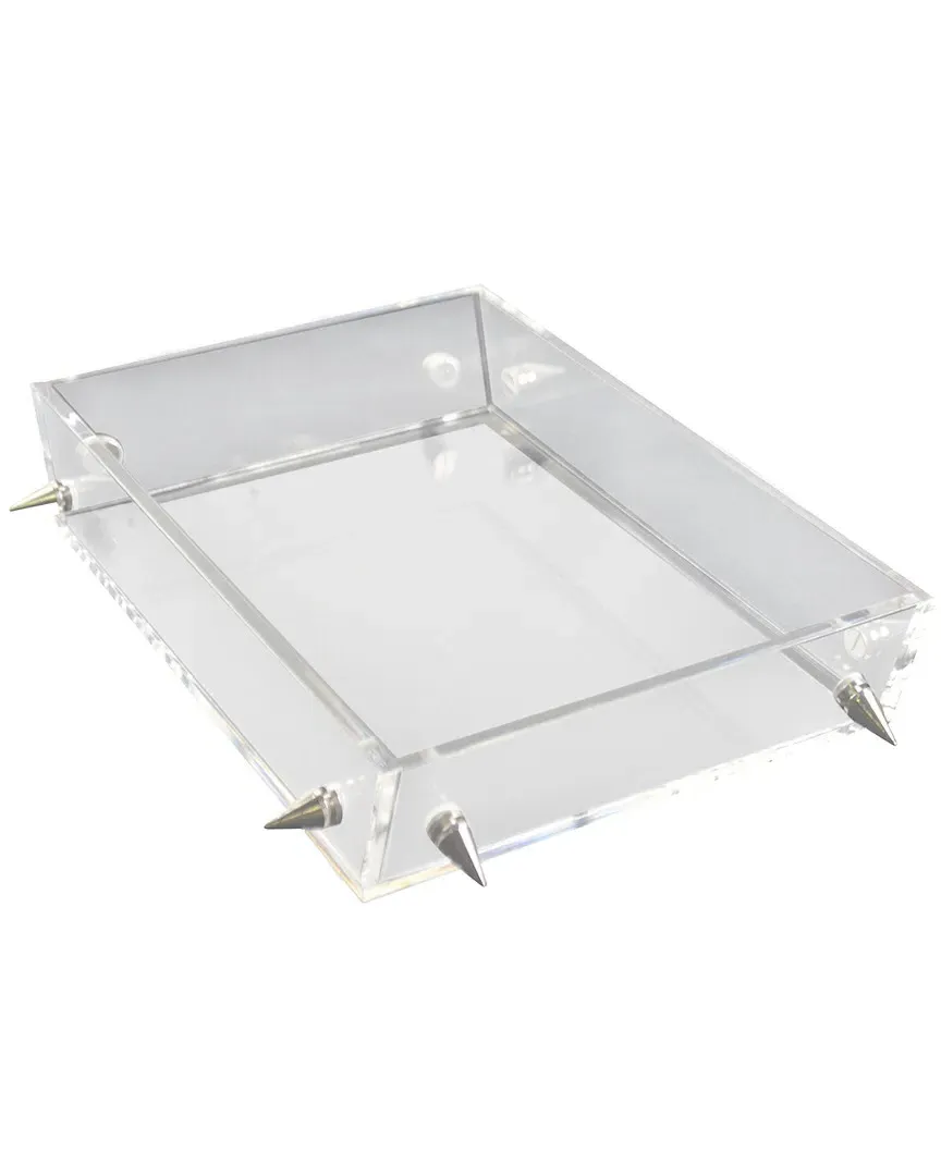 Lucite 10in Stud Tray - Clear, Silver