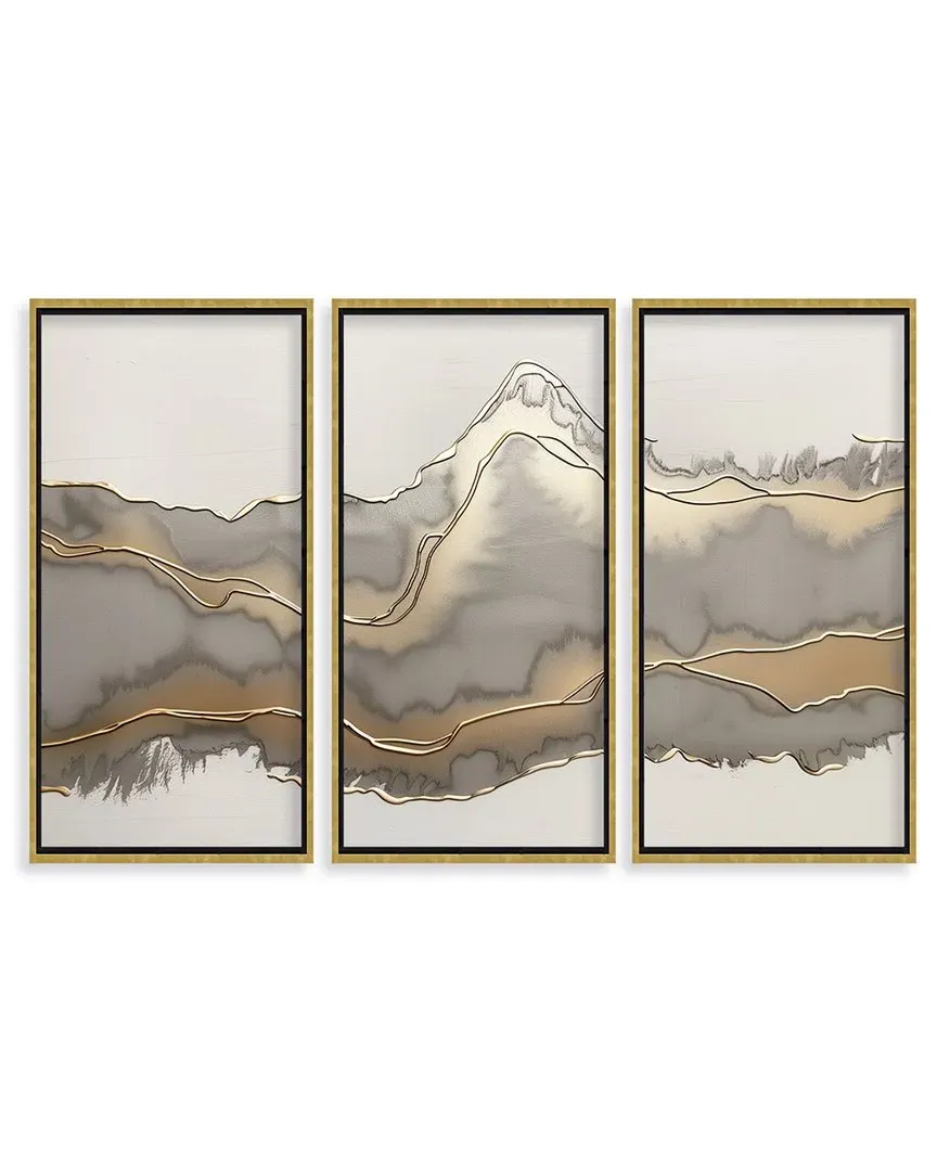 Alma Metallic Landscape Triptych Wall Art - Gold Frame image