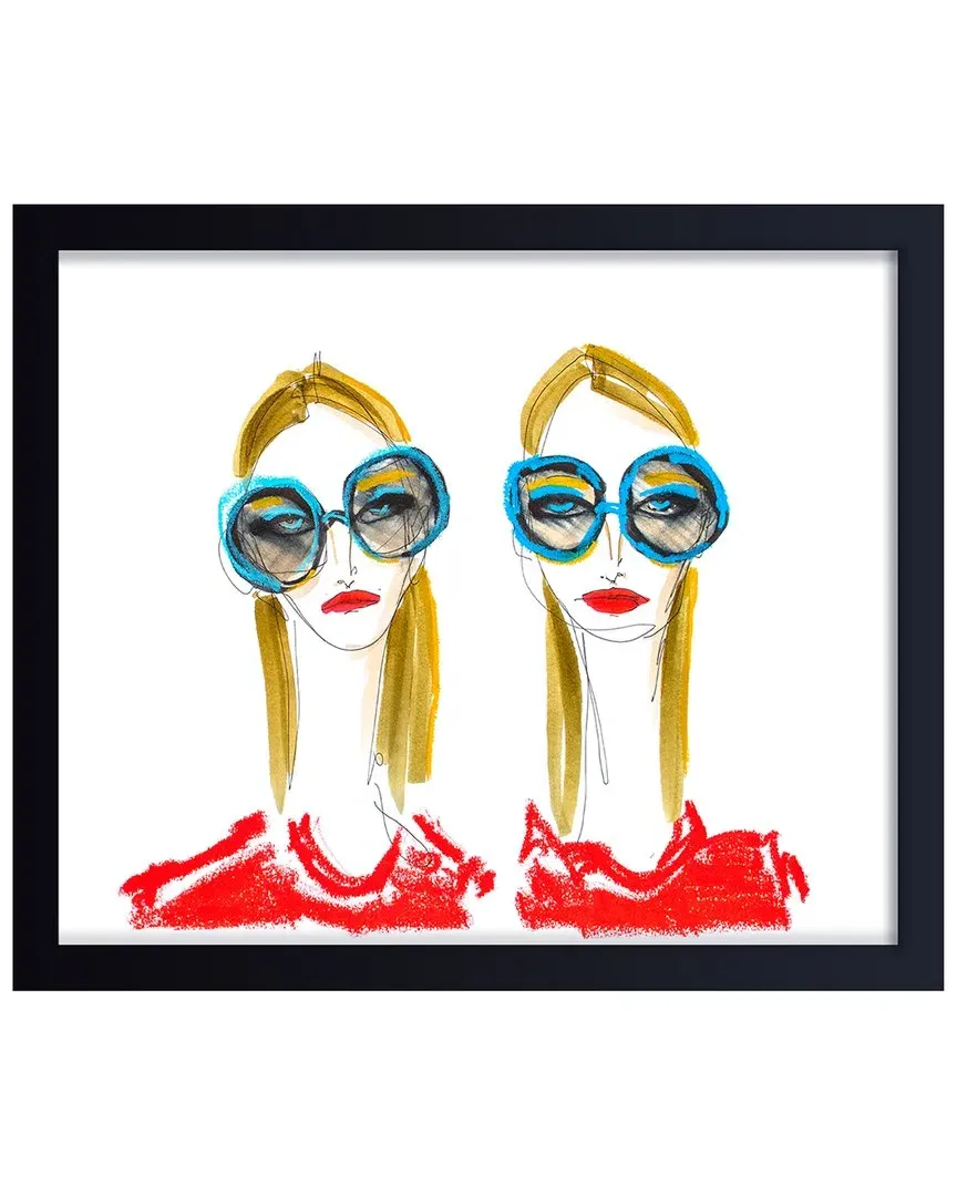 Babes In Blue Sunnies Framed Print Wall Art - Black Pine image