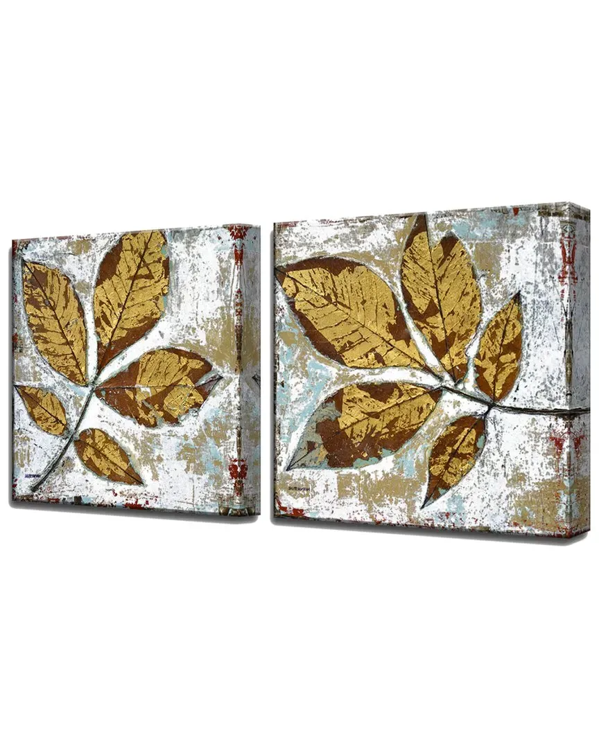Gilded Autumn Leaves 2pc Canvas Wall Art by Norman Wyatt