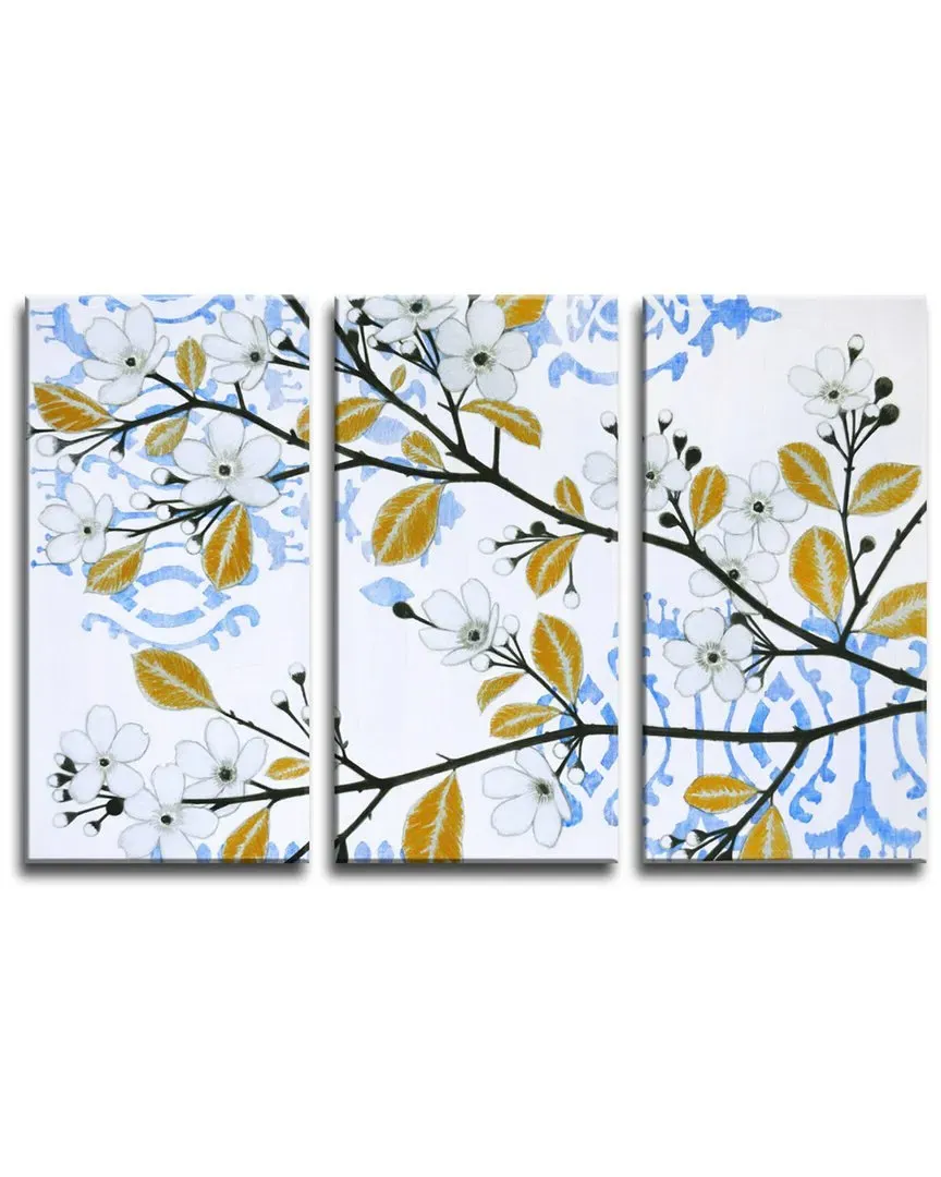 Ikat Cherry Blossom 3pc Canvas Wall Art by Norman Wyatt