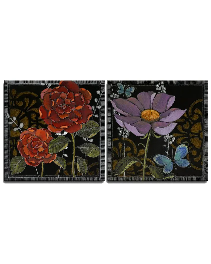 Norman Wyatt Gilt Slate Flora I/II 2pc Canvas Wall Art
