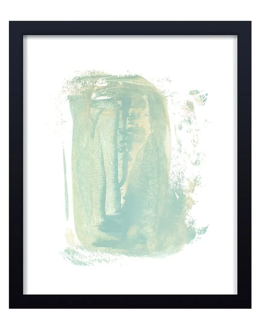 Sea Green Wave Framed Print Wall Art - Black, Pine Wood