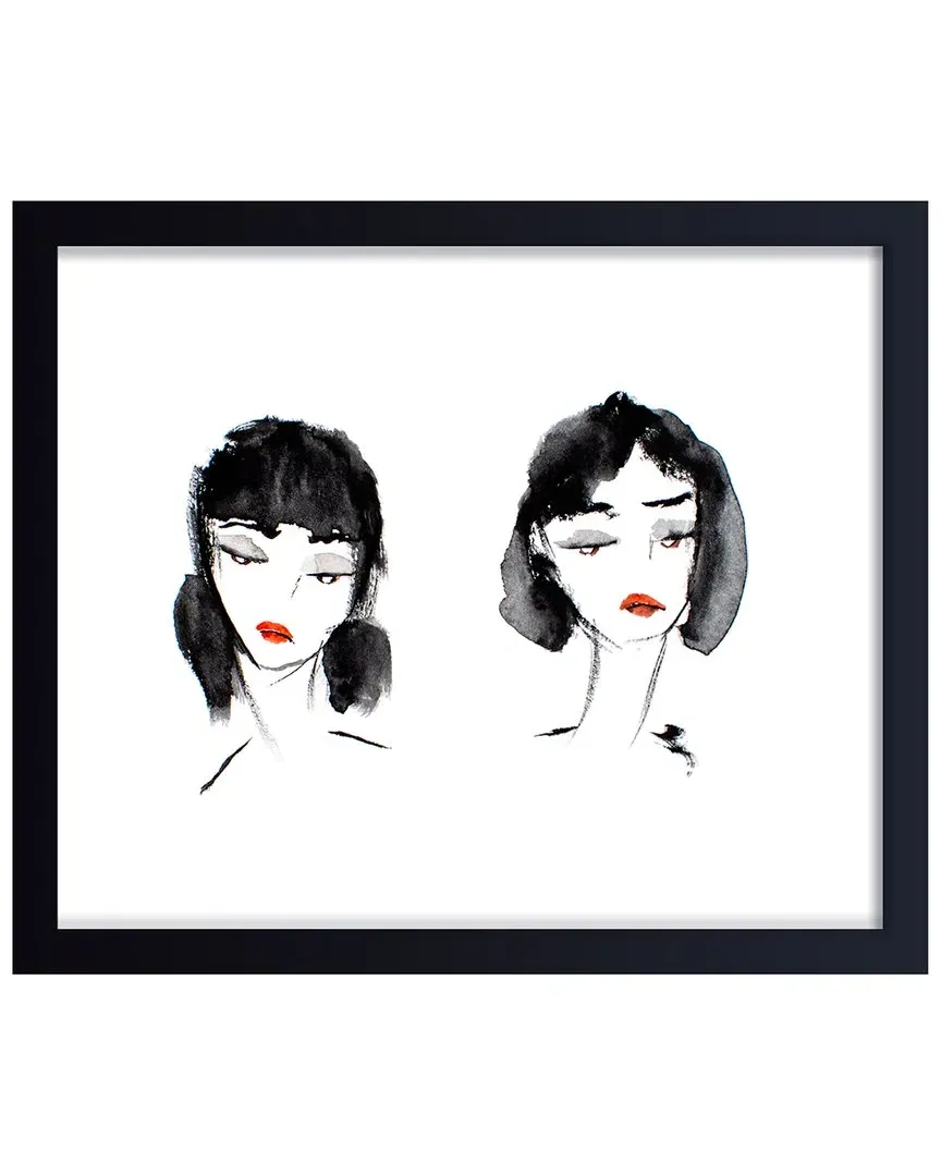 Sisters No 2 Framed Print Wall Art - Black, Pine Wood