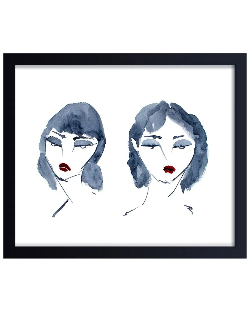 Sisters No 3 Framed Print Wall Art - Black, Pine Wood