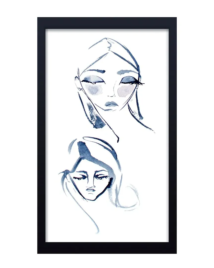 Sisters No 4 Framed Print Wall Art - Black, Pine Wood