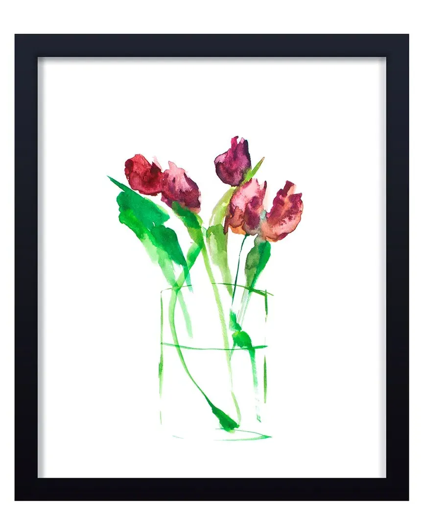 Tulips No 1 Framed Print Wall Art - Black, Pine Wood