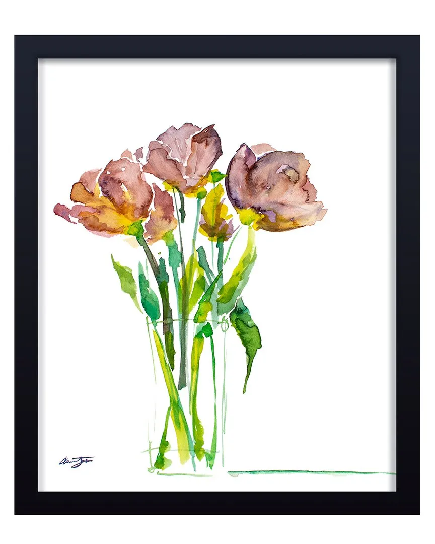 Tulips No 2 Framed Print Wall Art - Black, Pine Wood