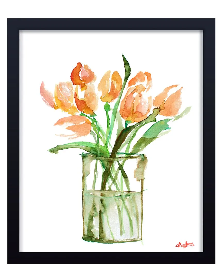 Tulips No 3 Framed Print Wall Art - Black, Pine Wood
