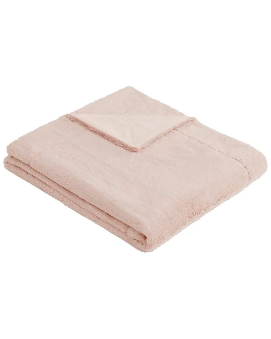 Faux Rabbit Fur Throw Blanket - Blush, Polyester image