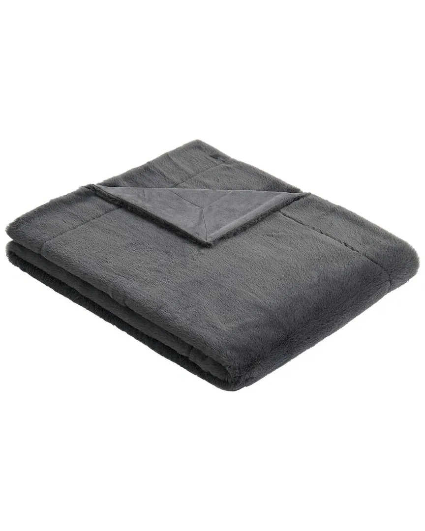 Faux Rabbit Fur Throw Blanket - Grey, Polyester
