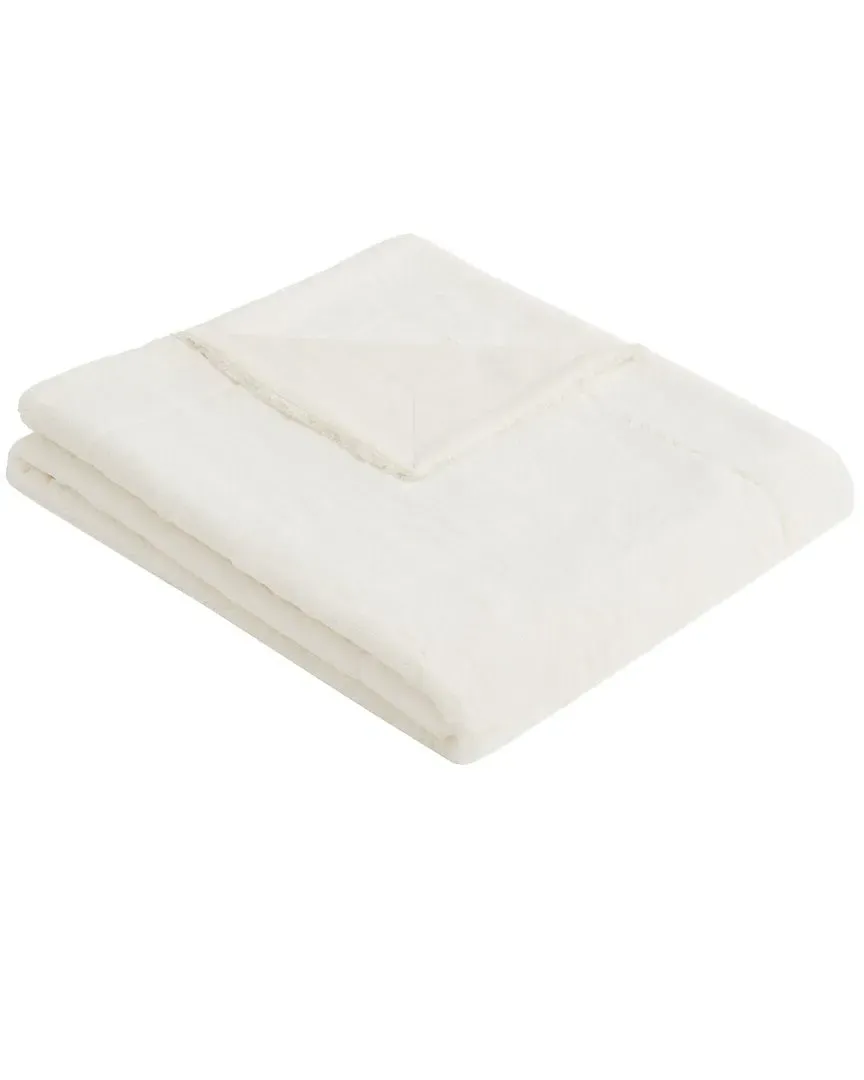 Faux Rabbit Fur Throw Blanket - Ivory, Polyester