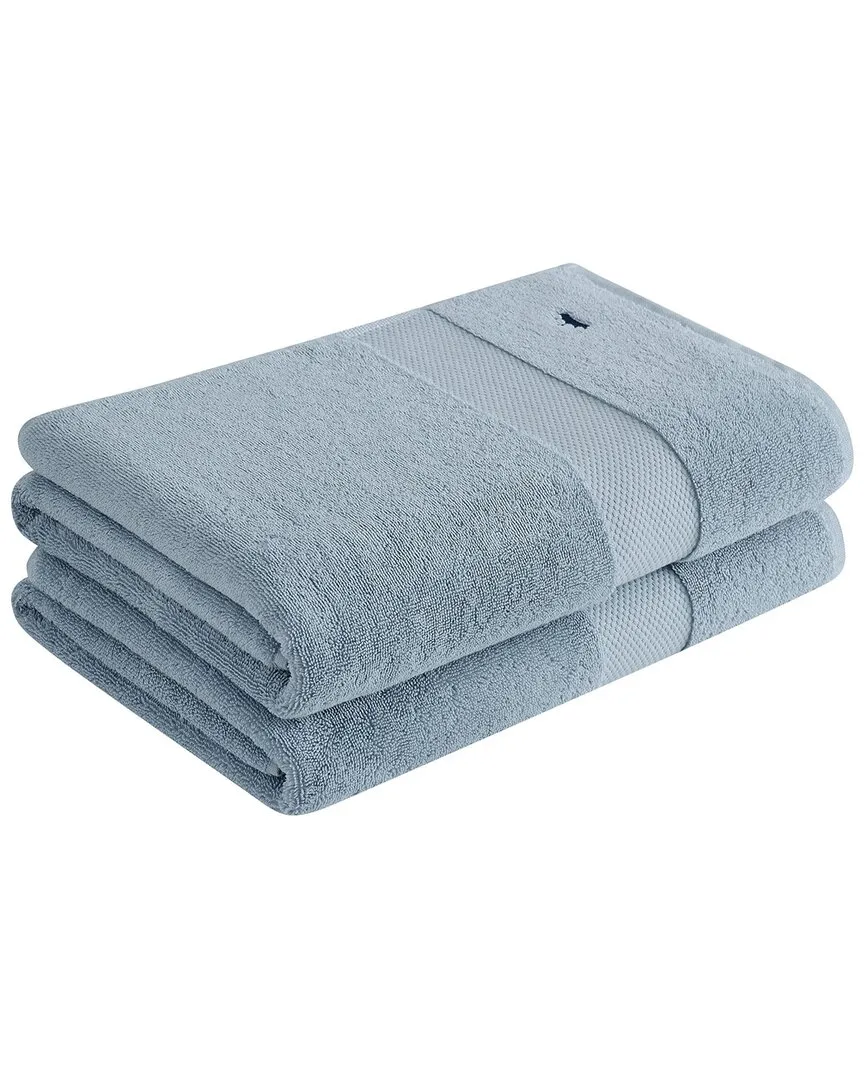 Set of 2 Bath Towels - Blue, Turkish Cotton image