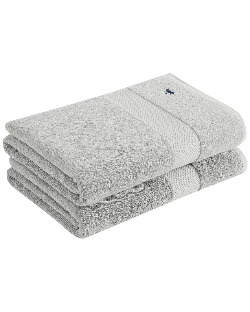 Set of 2 Bath Towels - Grey, Turkish Cotton