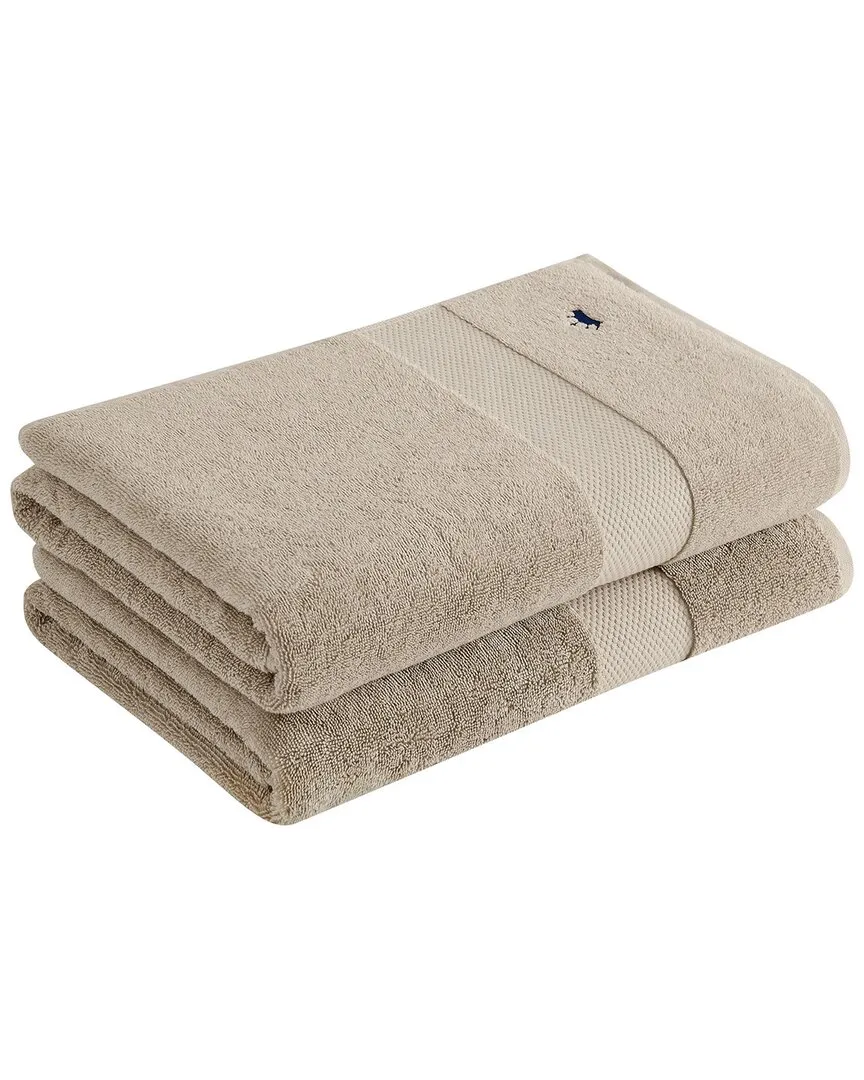 Set of 2 Bath Towels - Khaki, Turkish Cotton