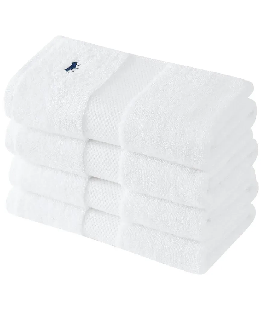 Set of 4 Turkish Cotton Hand Towels - White