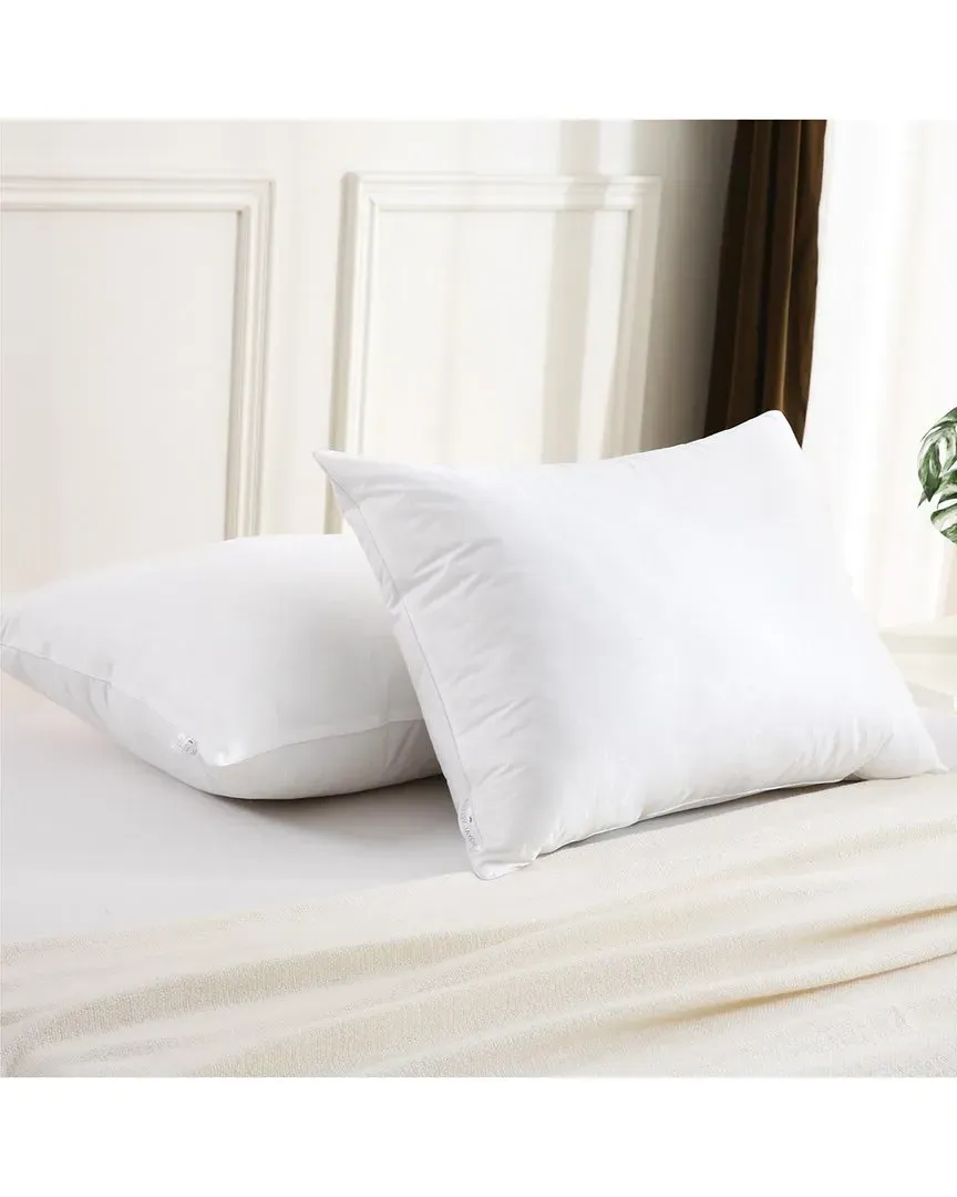 Set of Two Goose Feather Down Blend Pillows - White, Cotton image