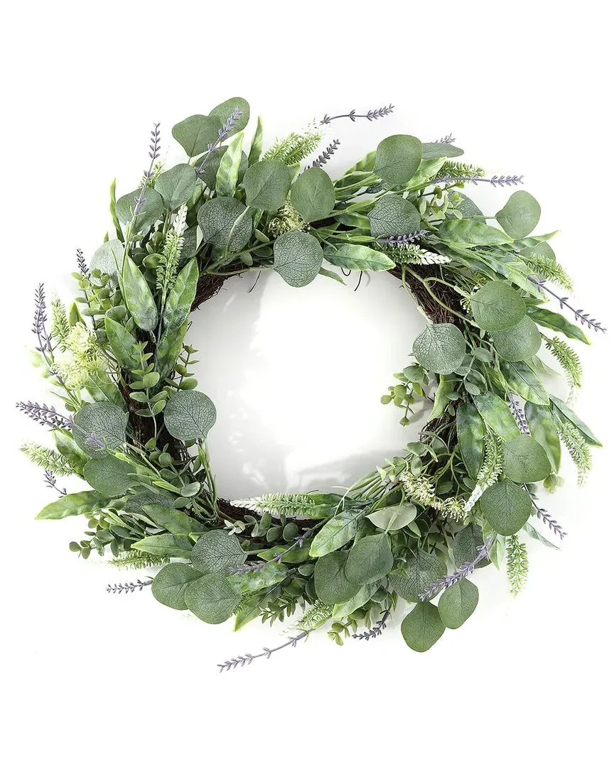 22" Eucalyptus Wreath with Fennel - Green image