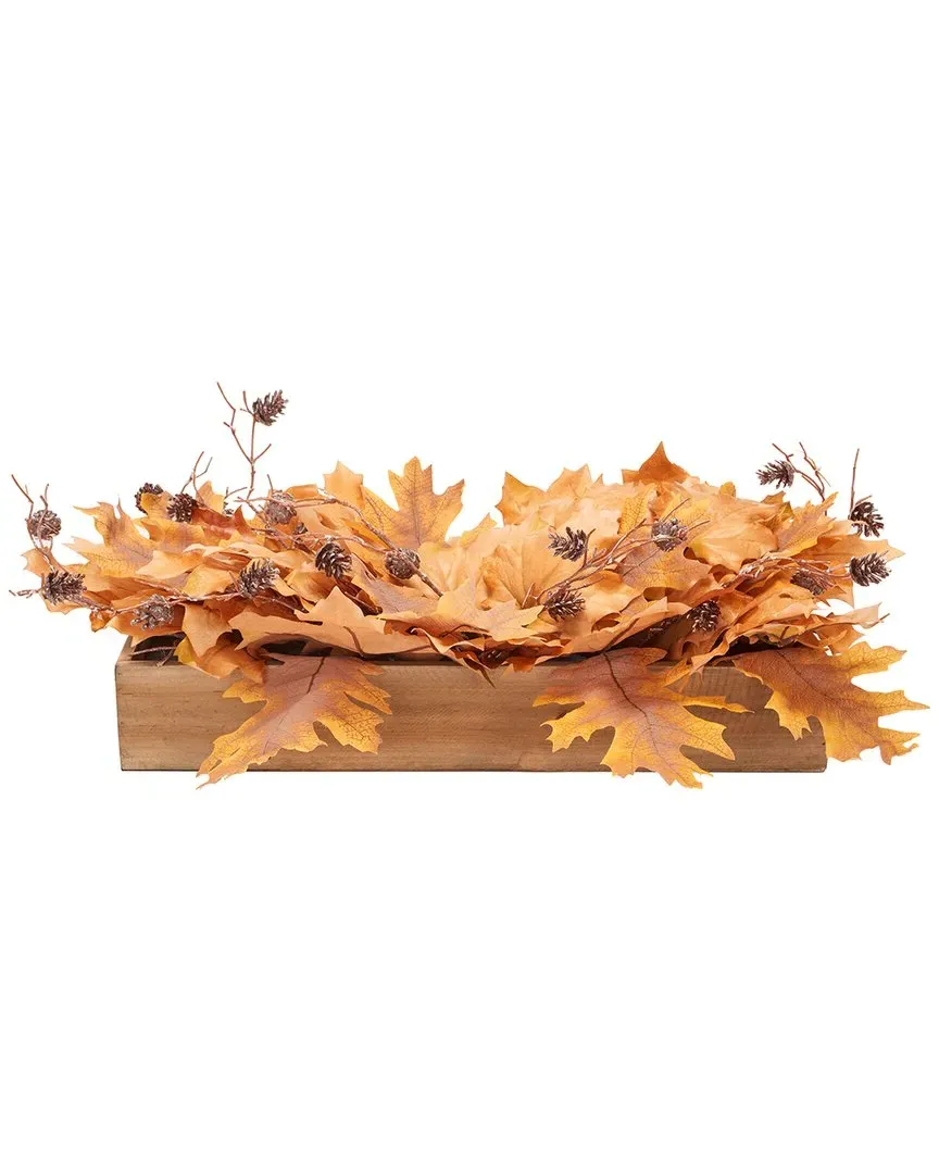 30" Maple Leaf Potted Arrangement - Orange, Wood