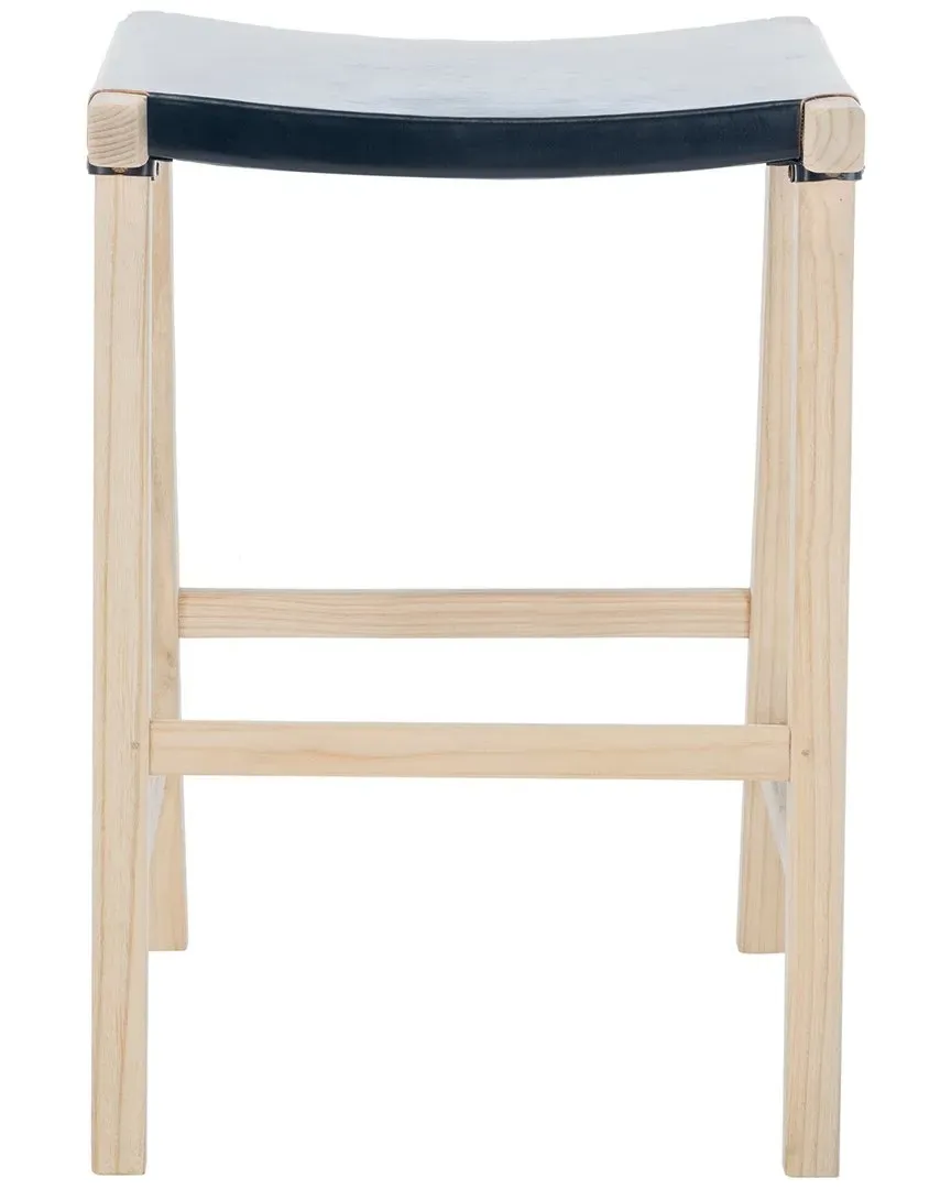 Aariz Rectangle Counter Stool - Black, Leather image