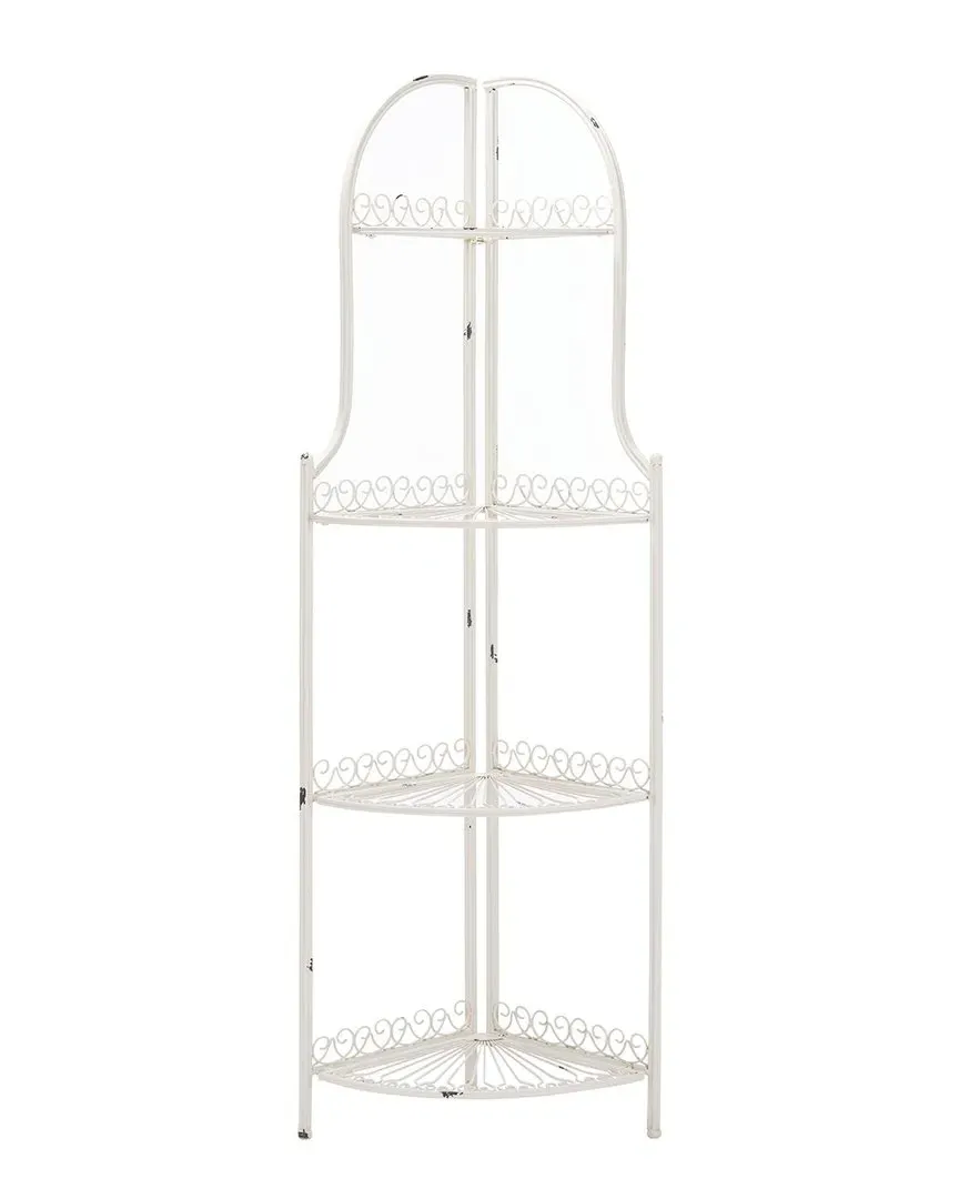 Abarrane 4-Tier Corner Shelf - Antique White, Wrought Iron