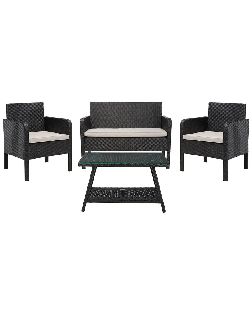 Aboka 4-Piece Outdoor Living Set - Black, Wood