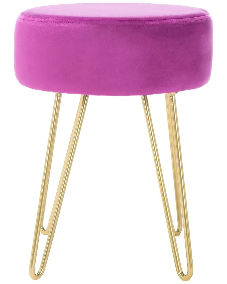Abrea Round Ottoman - Boysenberry, Velvet