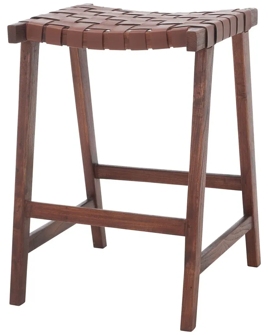 Abreu Rectangle Counter Stool - Cognac, Leather