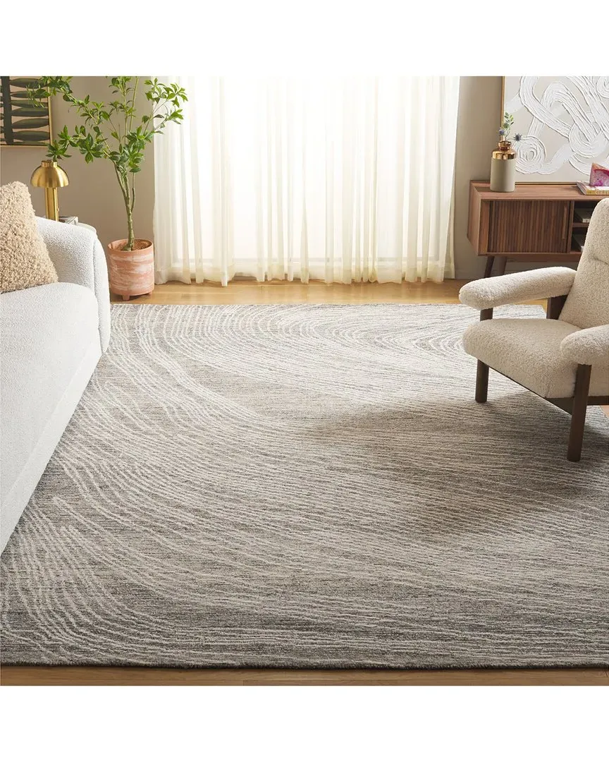 Abstract Charcoal Slate Hand-Tufted Rug - Ivory, Wool