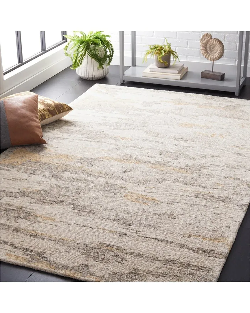 Abstract Greyline Hand-Tufted Rug - Grey, Wool