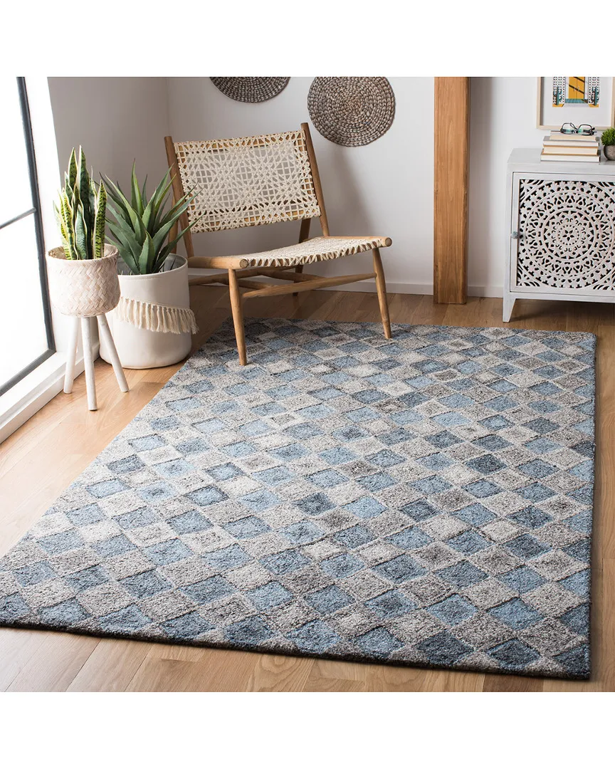 Abstract Hand-Tufted Rug - Grey, Wool