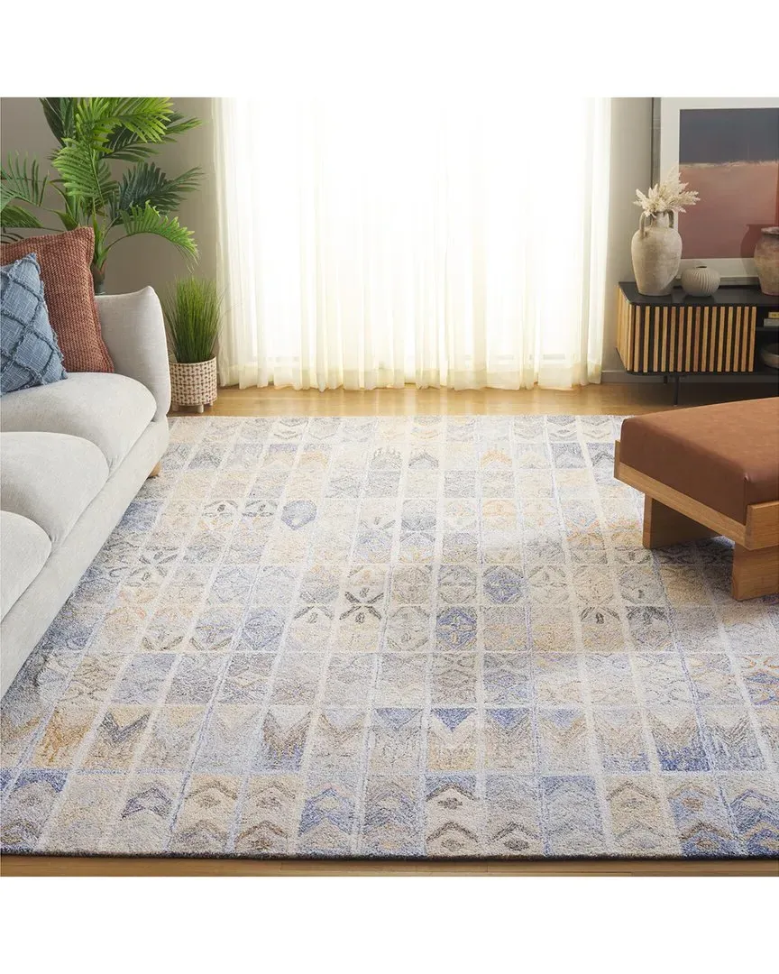 Abstract Rainflare Hand-Tufted Rug - Blue, Pet Yarn