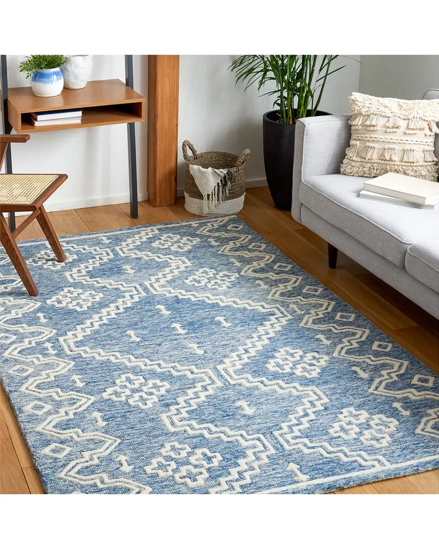 Abstract Sandwave Aztec Hand-Tufted Rug - Ivory, Wool