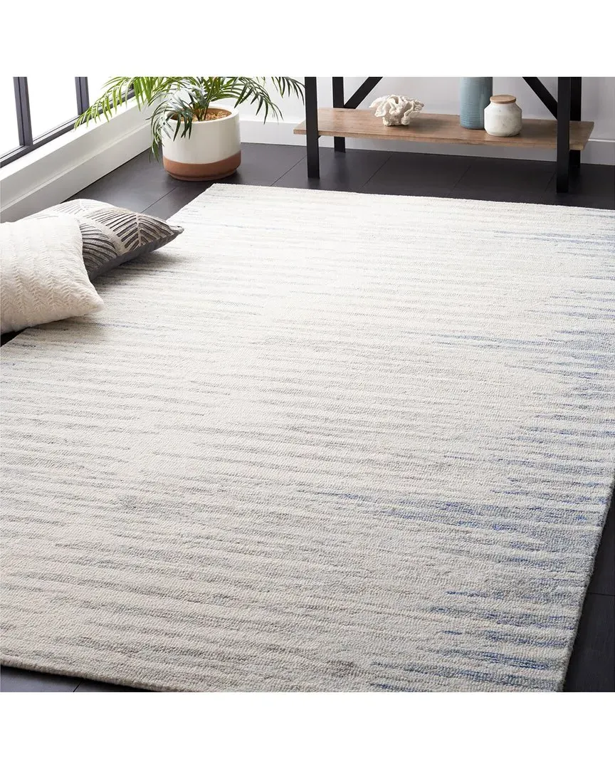 Abstract Sandy Waves Hand-Tufted Rug - Blue, Wool