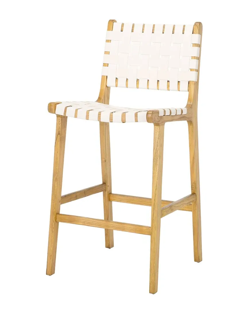Adah Counter Stool - White, Leather