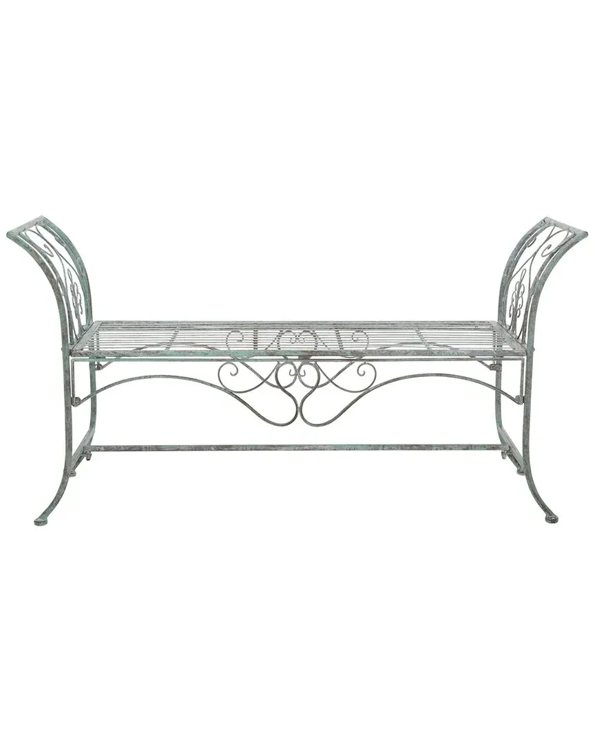 Adina Outdoor Bench - Antique Dark Green, Metal