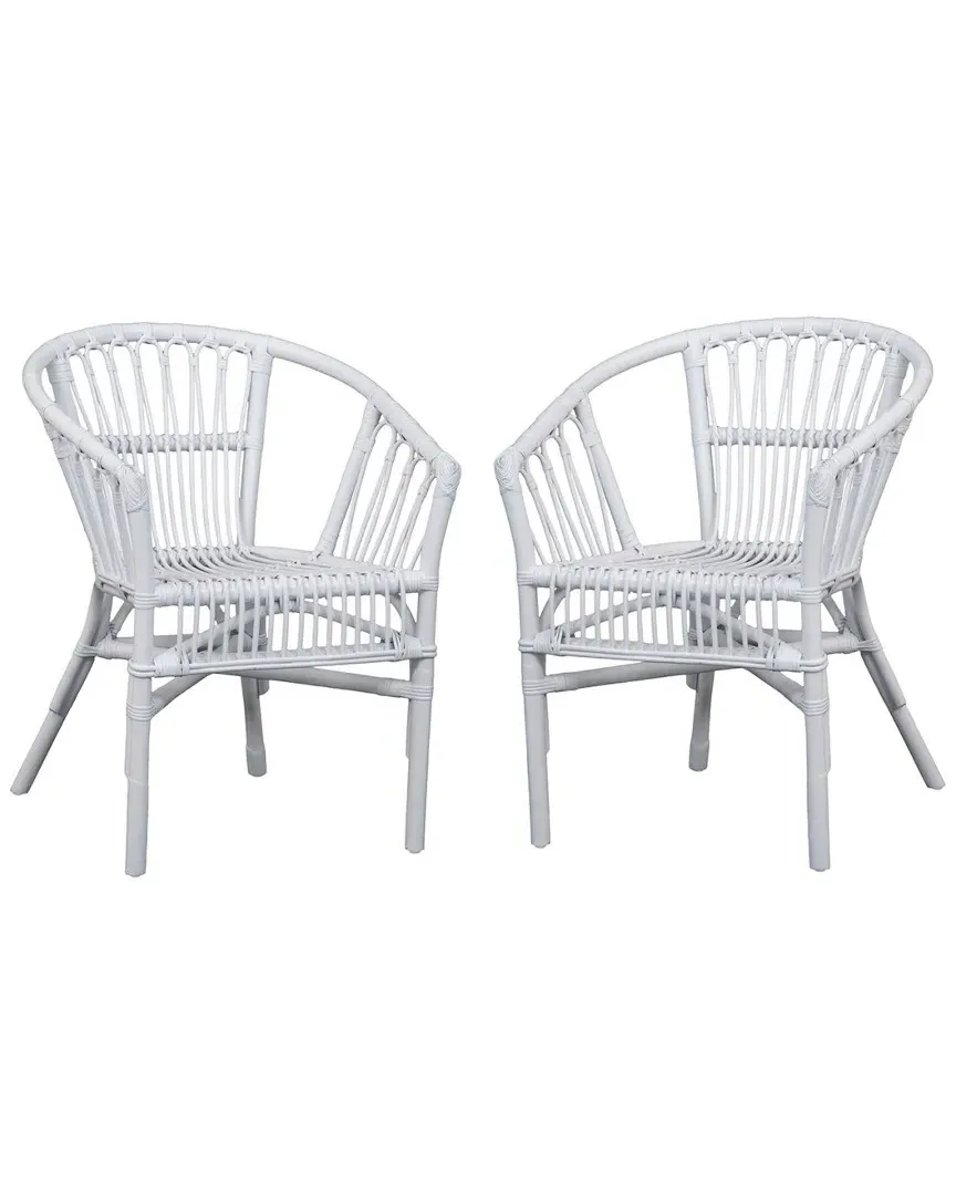 Adriana Set of 2 Rattan Accent Chairs - White