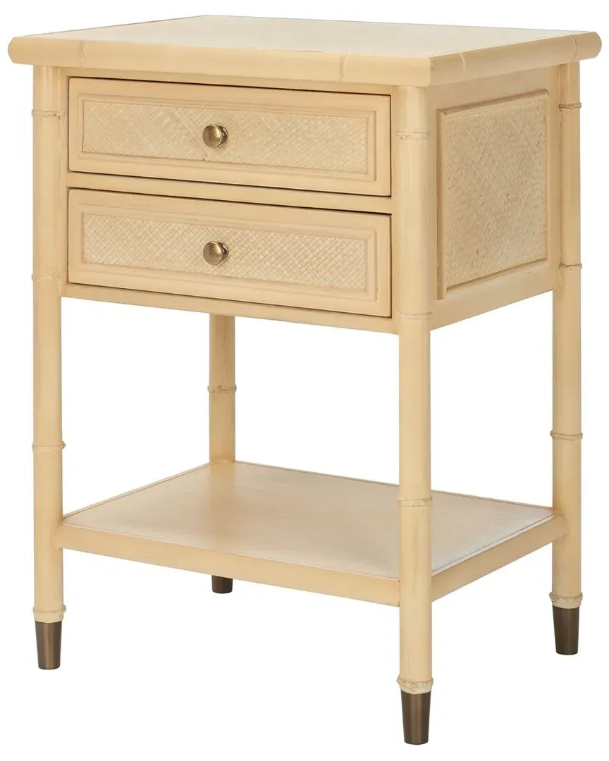 Ahab 2 Drawer Accent Table - Light Blonde, Bayur Wood