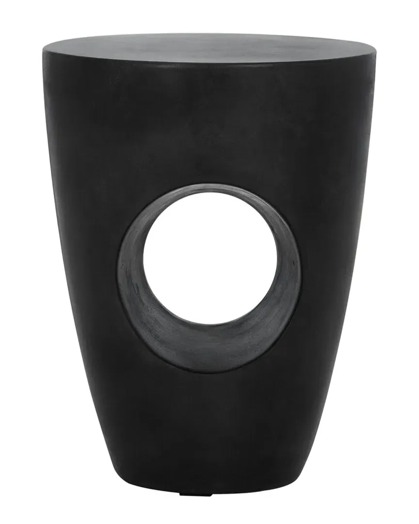 Aishi Round Accent Stool - Black, Concrete image