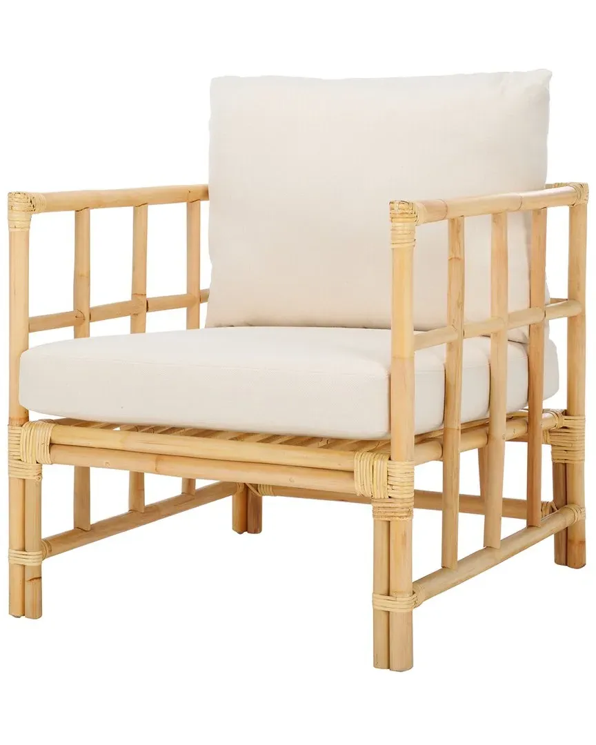 Aisling Accent Chair with Cushion - White, Rattan