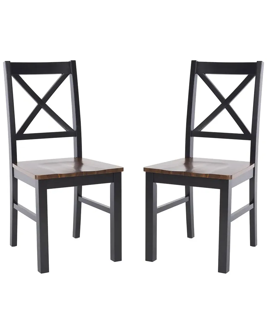 Akash Set of 2 Dining Chairs - Black, Walnut