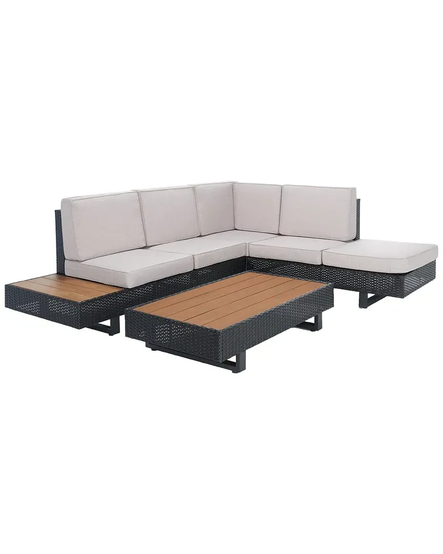 Allison Corner Outdoor Living Set - Grey, Acacia Wood