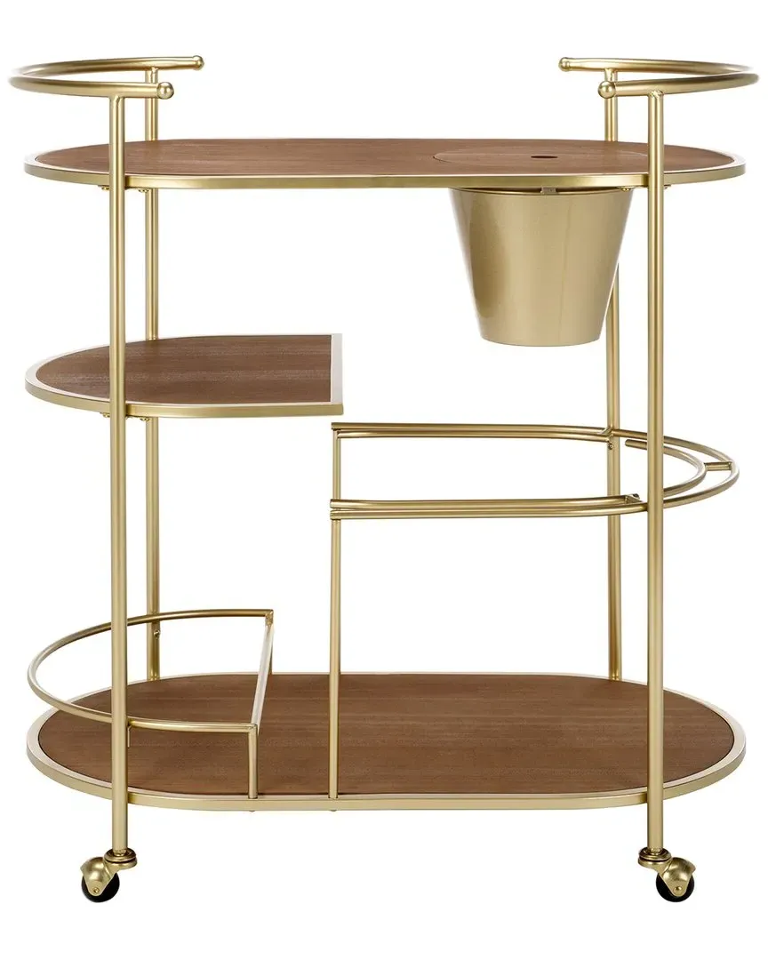 Alora 2-Tier Bar Cart with Bucket - Wood