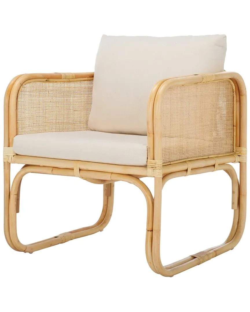 Alybeth Accent Chair with Cushion - White, Rattan