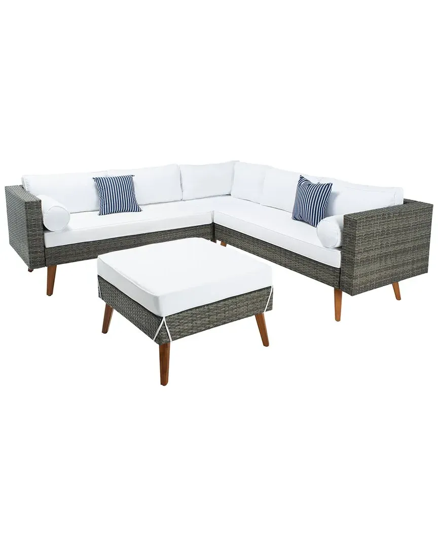 Analon Outdoor Sectional with Coffee Table - Grey, Wicker image