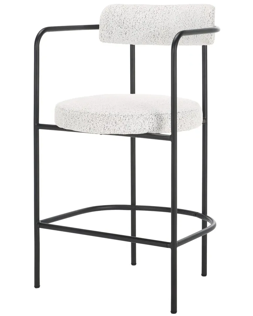 Andrean Arm Counter Stool - Black, Boucle