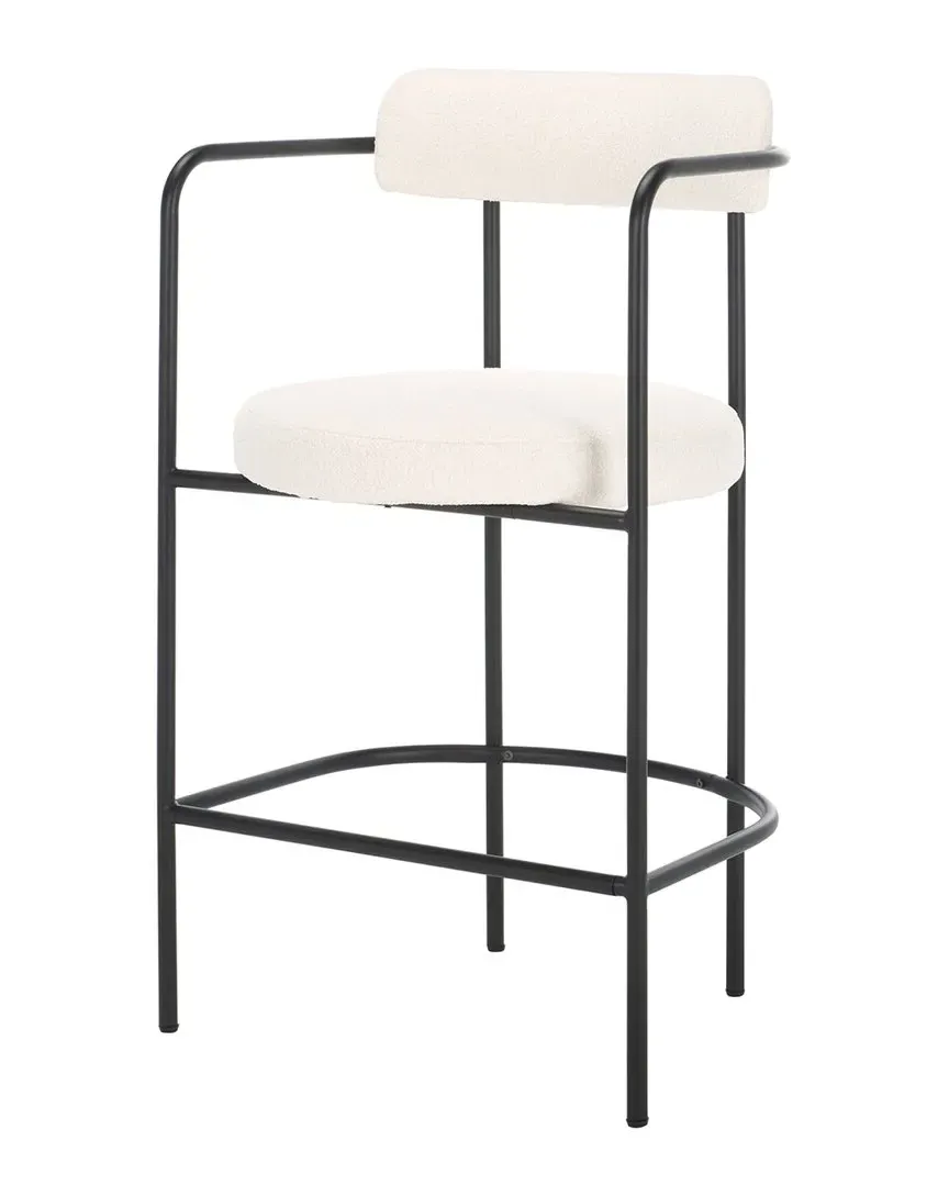 Andrean Arm Counter Stool - White, Boucle