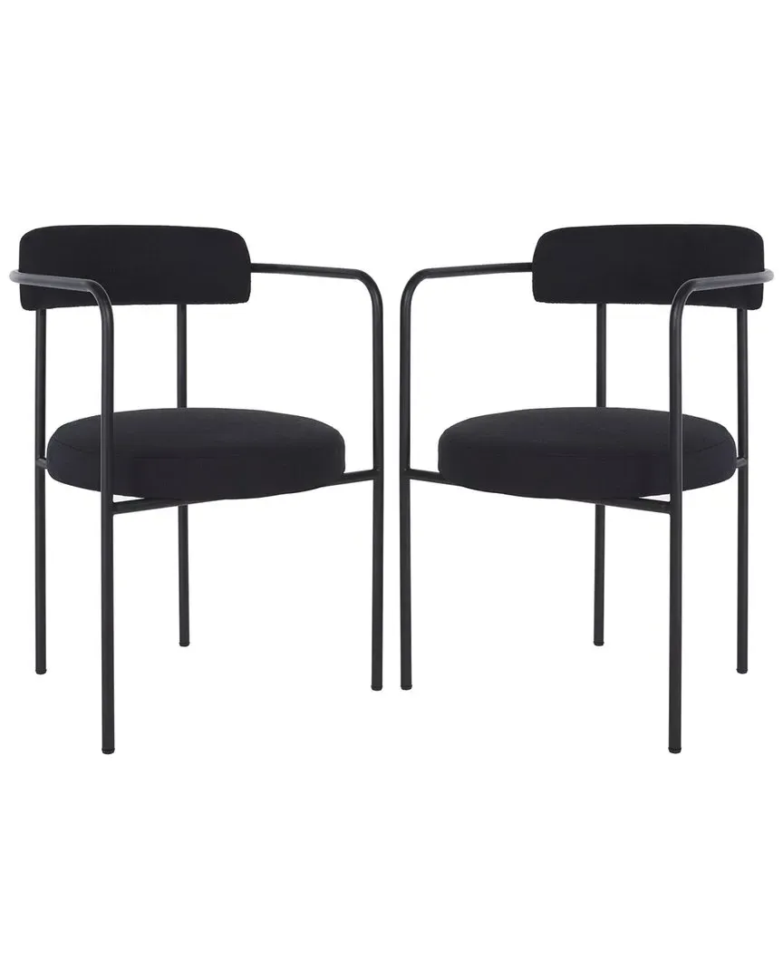 Andrean Set of 2 Dining Arm Chairs - Black, Boucle image