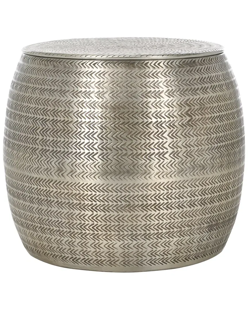 Apoline Round Side Table with Storage - Antique Silver, Aluminum image